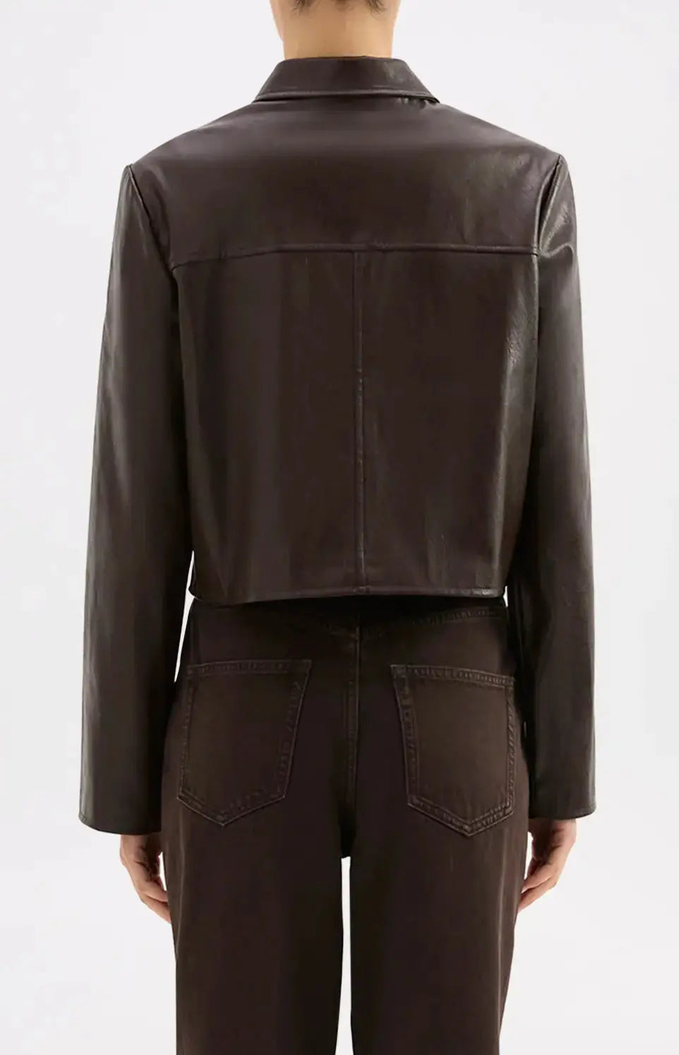 Nude Lucy Lenny vegan leather jacket in extra small, stylish women's apparel with sleek black design and fitted cut.