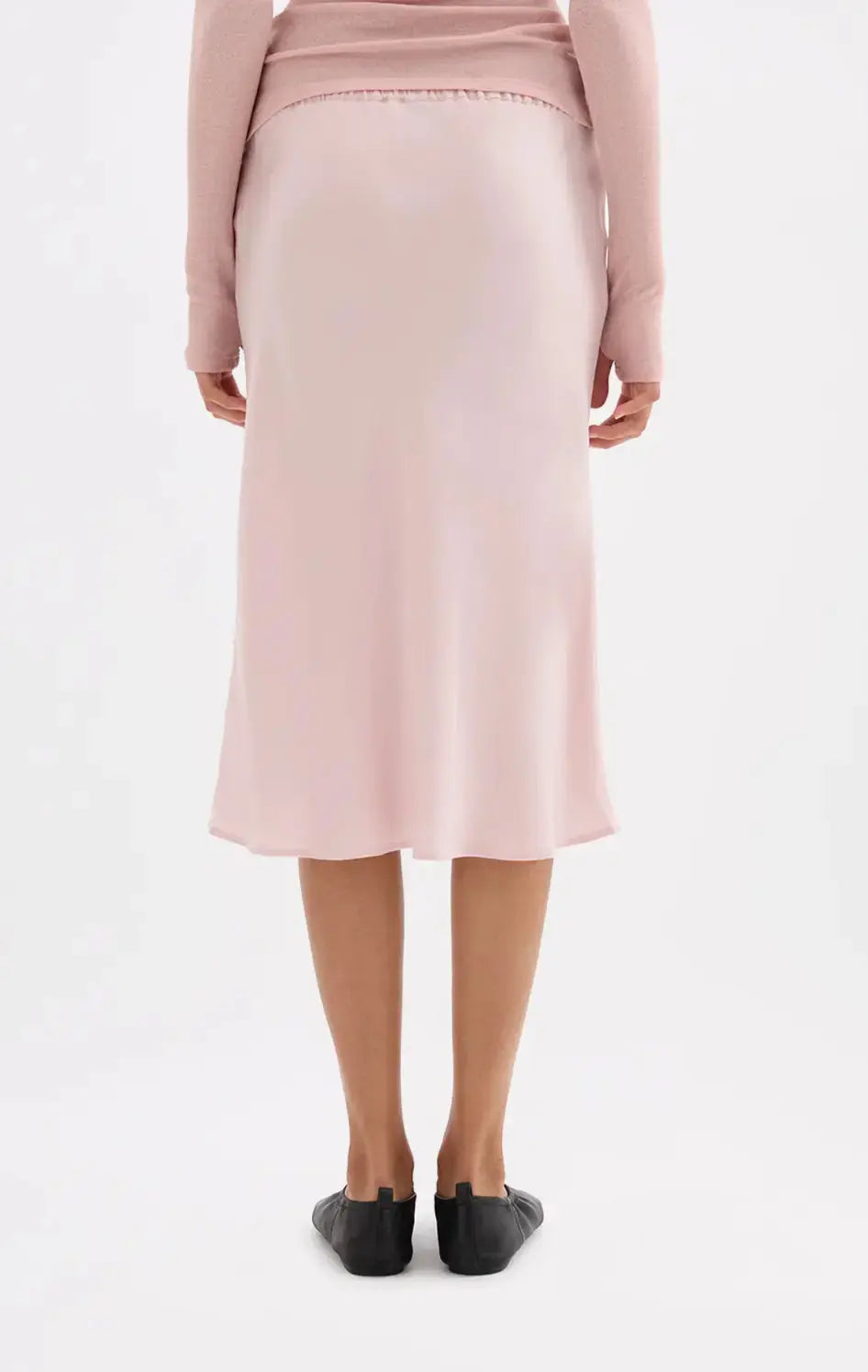 Nude Lucy Tilly Tencel Bias Midi Skirt in extra small, soft blue Tencel fabric with a flowing, bias-cut design.
