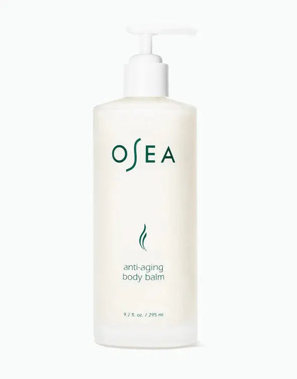 Osea Anti-Aging Body Balm lotion and moisturizer in a jar, smooth and hydrating skincare for youthful-looking skin.