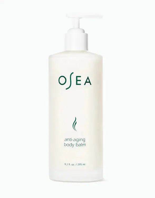 Osea Anti-Aging Body Balm lotion and moisturizer in a jar, smooth and hydrating skincare for youthful-looking skin.