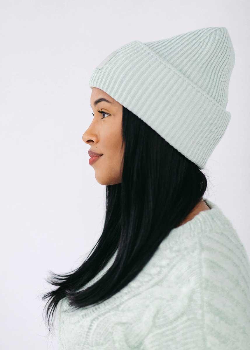 Seafoam Ribbed Beanie - Sprig Flower Co