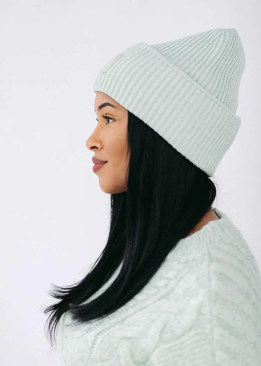 Seafoam Ribbed Beanie - Sprig Flower Co
