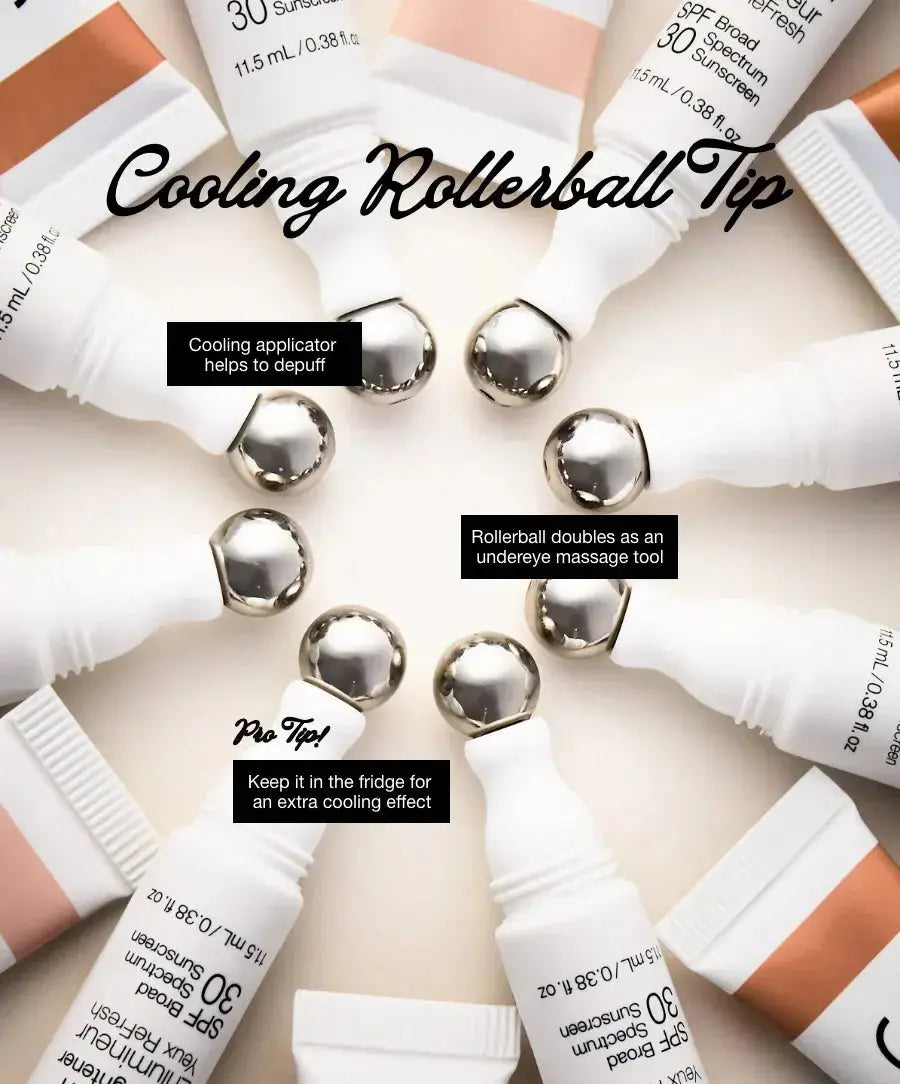 RMS Beauty ReFresh Eye Brightener with SPF 30, featuring a correcting tint for luminous, refreshed under-eye skin.