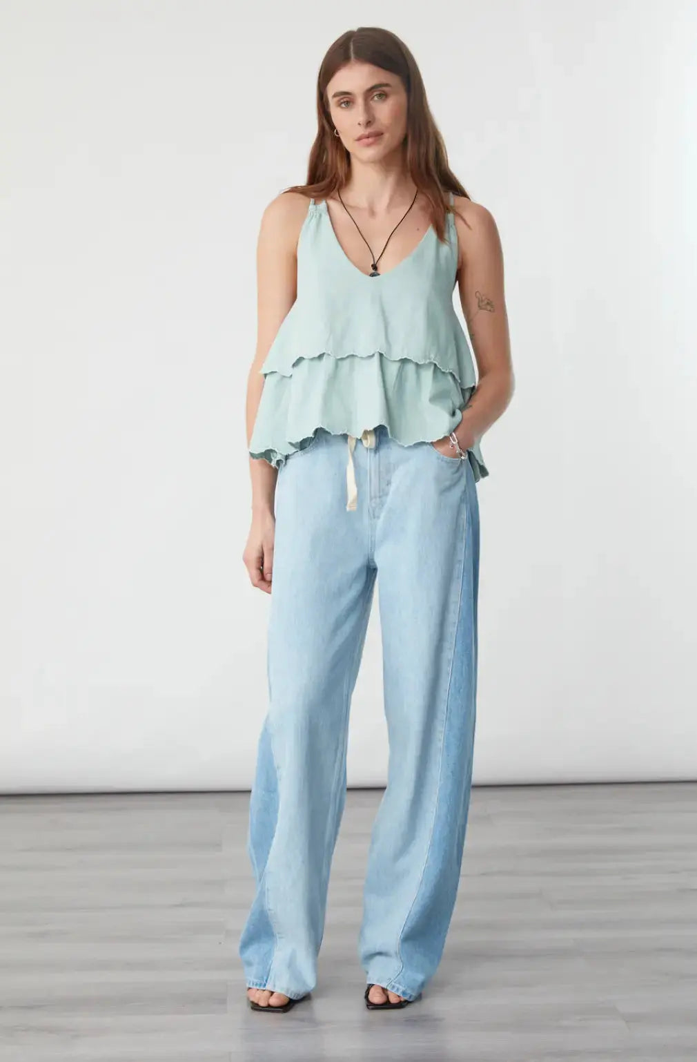 Seventy + Mochi Blake Twisted Denim apparel in extra small size, featuring twisted denim fabric and stylish design.
