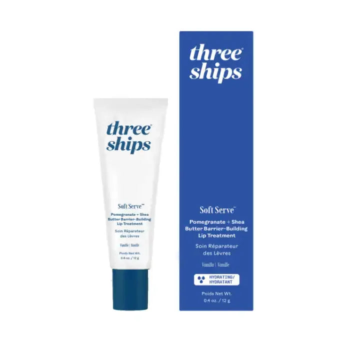 Three Ships Soft Serve Clean Hydrating Lip Treatment with smooth, moisturizing formula in a sleek container