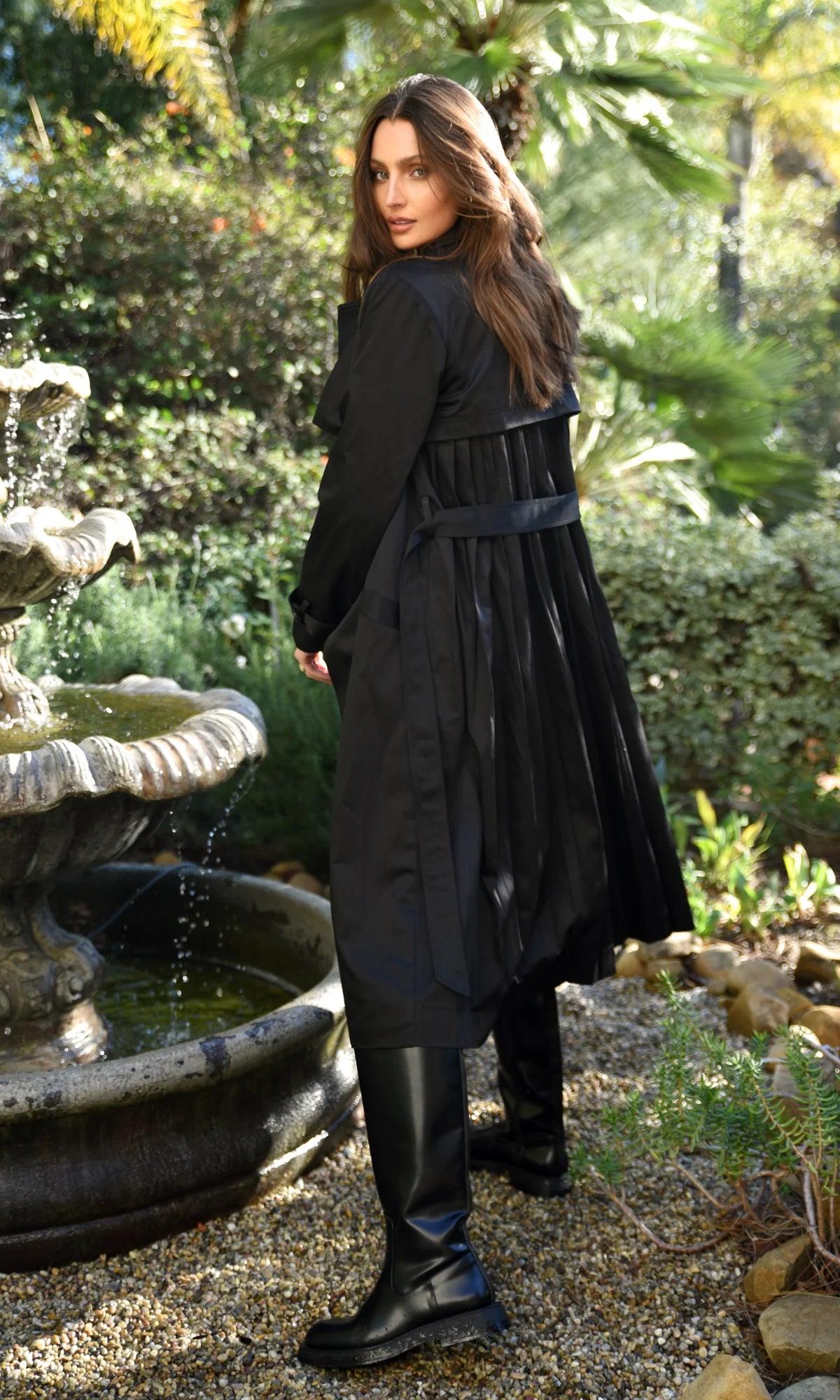 Tiana Pleated Trench Coat - Sprig Flower Co