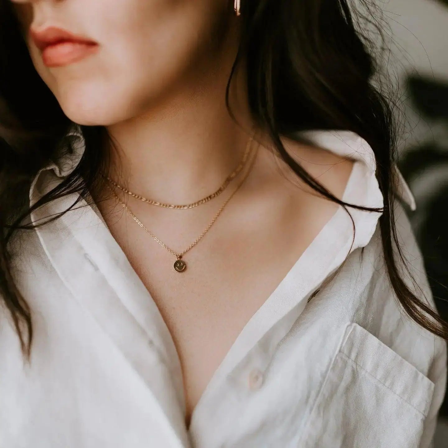 Tiny Smiley Necklace - Sprig Flower Co