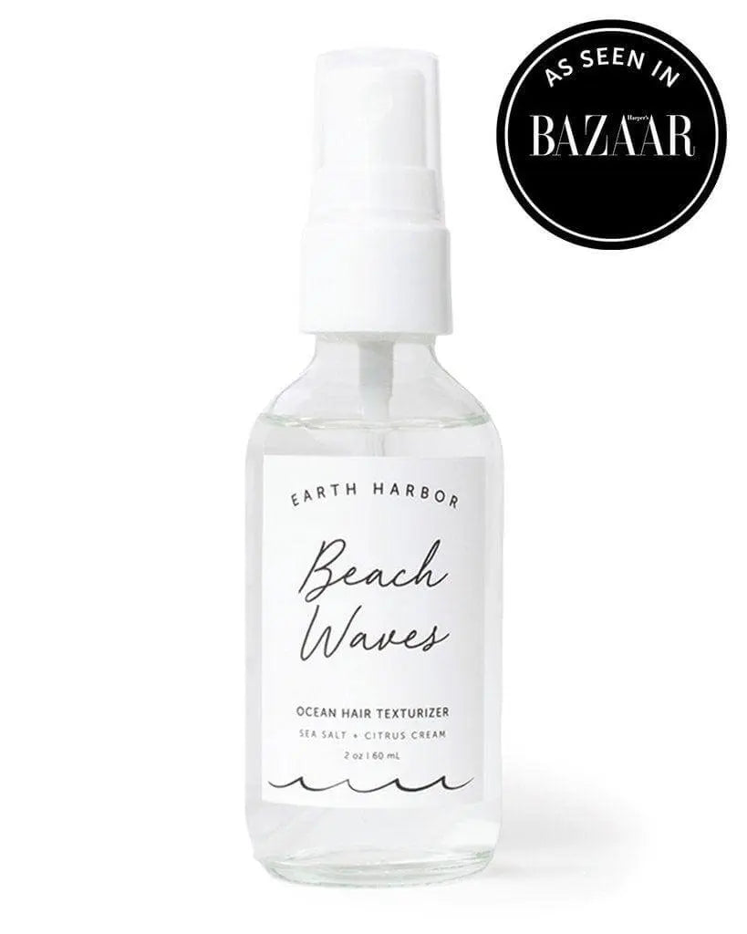 Earth Harbor Beach Waves Ocean Hair Texturizer in a haircare bottle, designed to create beachy, textured waves for natural-looking hair.
