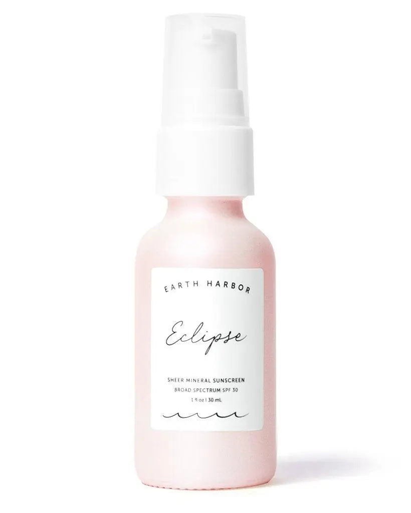Earth Harbor Eclipse Sheer Mineral Sunscreen in 2oz bottle, lightweight skincare sun protection with mineral formula