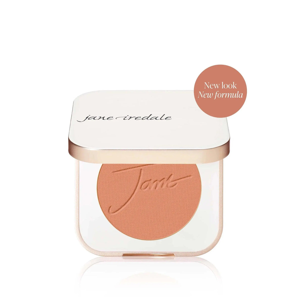 Jane Iredale PurePressed® Blush in Whisper, a soft, natural blush with a smooth powder finish, shown in its compact.