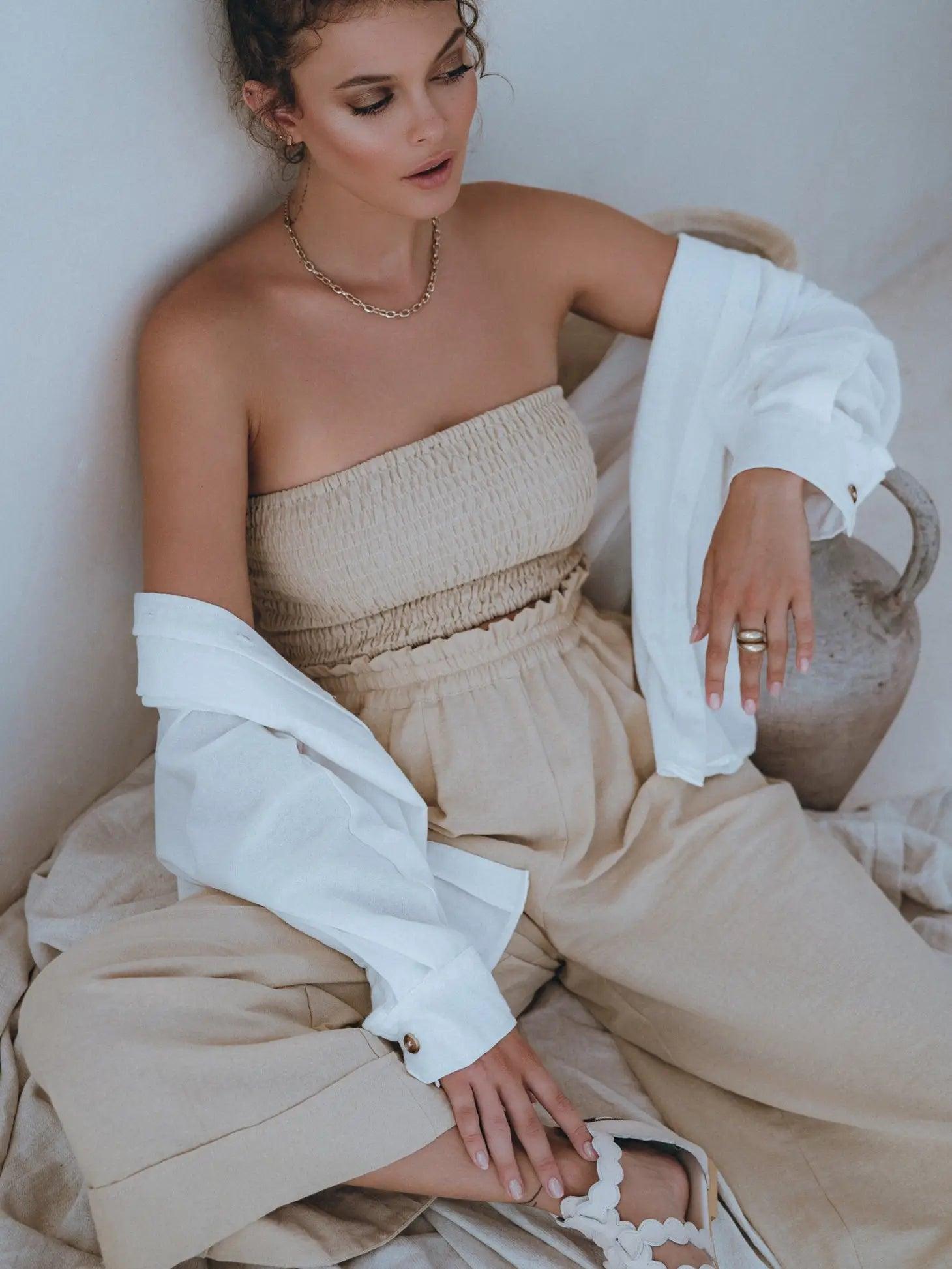 Romania Oversized Linen Shirt - Sprig Flower Co