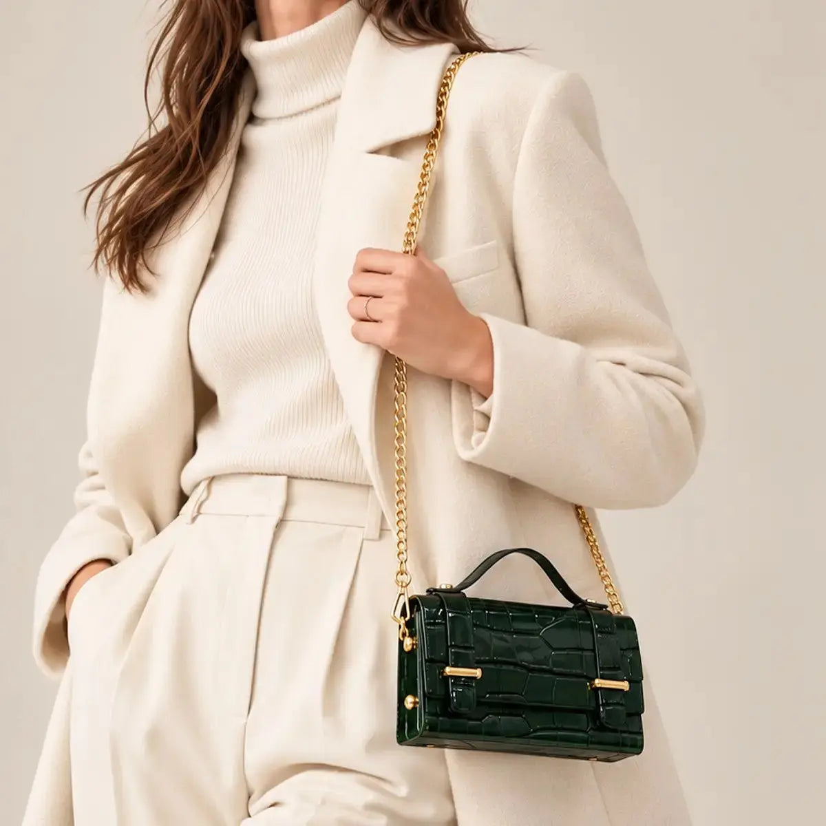 Suie Valentini Sloane handbag purse in a structured design shown against a plain background