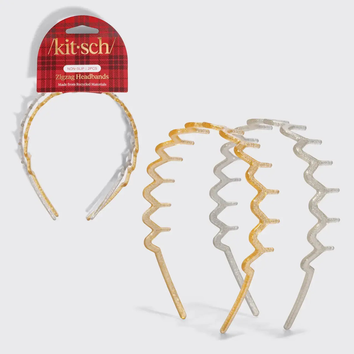 Zigzag Headbands 2pc Set - Gold & Silver