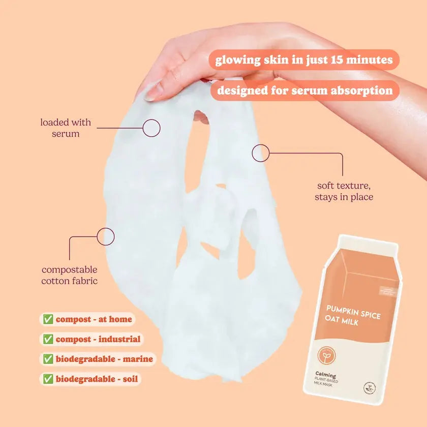 Pumpkin Spice Oat Milk Clarifying Sheet Mask