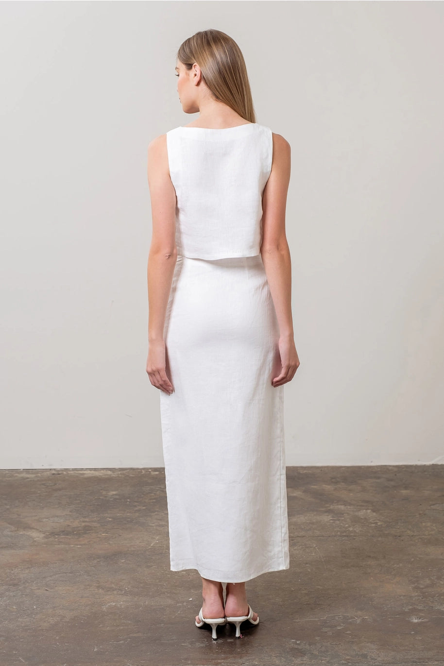 Square Neck Linen Crop Top