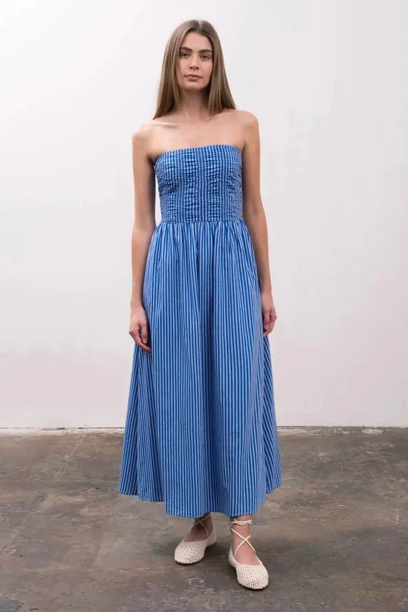 Moon River Strapless Midi Dress - Sprig Beauty Co