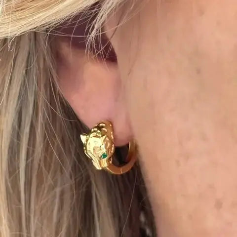Sabrina Leopard Huggies Earrings