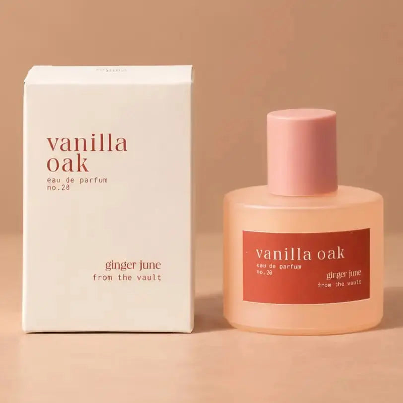 Ginger June Vanilla Oak Eau de Parfum perfume bottle with warm vanilla and oak-inspired design
