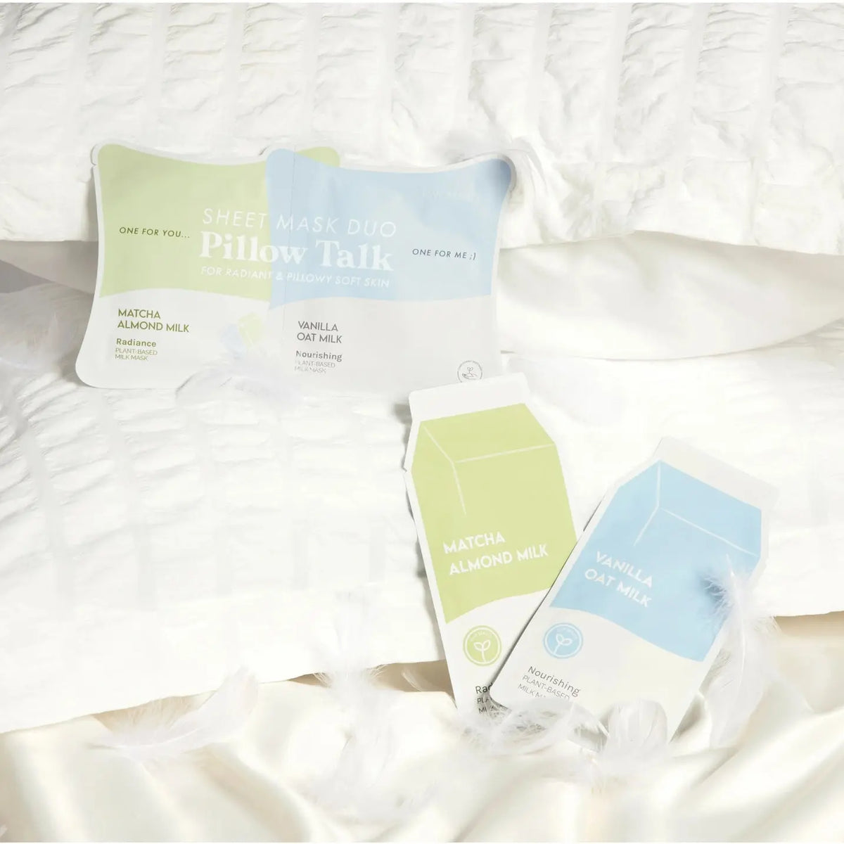 ESW Beauty Pillow Talk Sheet Mask Duo with two hydrating sheet masks laid out on a white surface