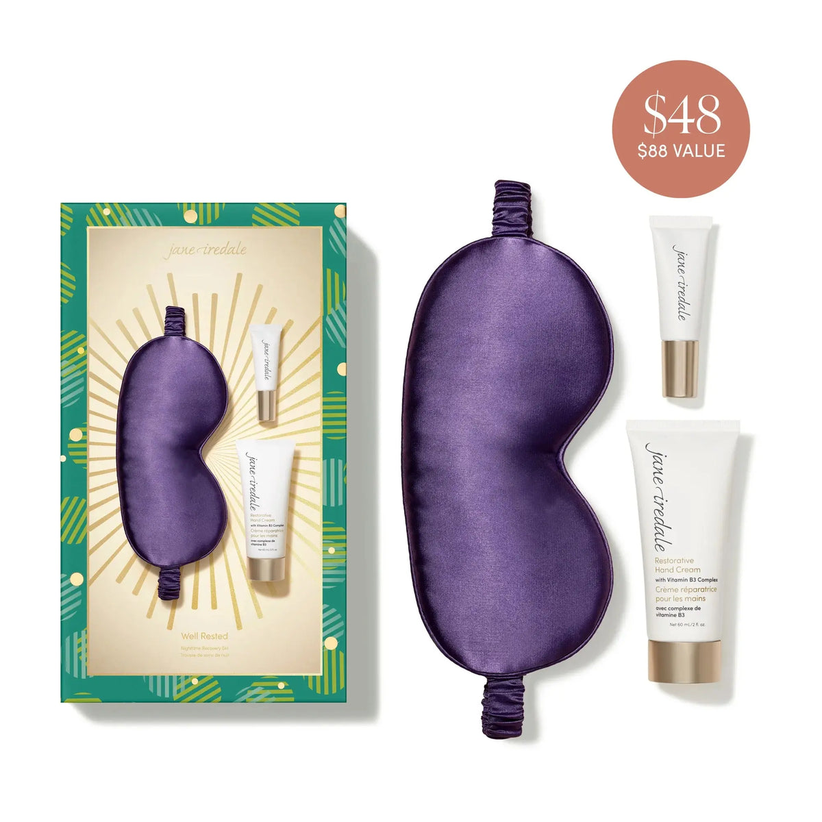Jane Iredale Well Rested Set featuring skincare and makeup products in a sleek, elegant packaging.