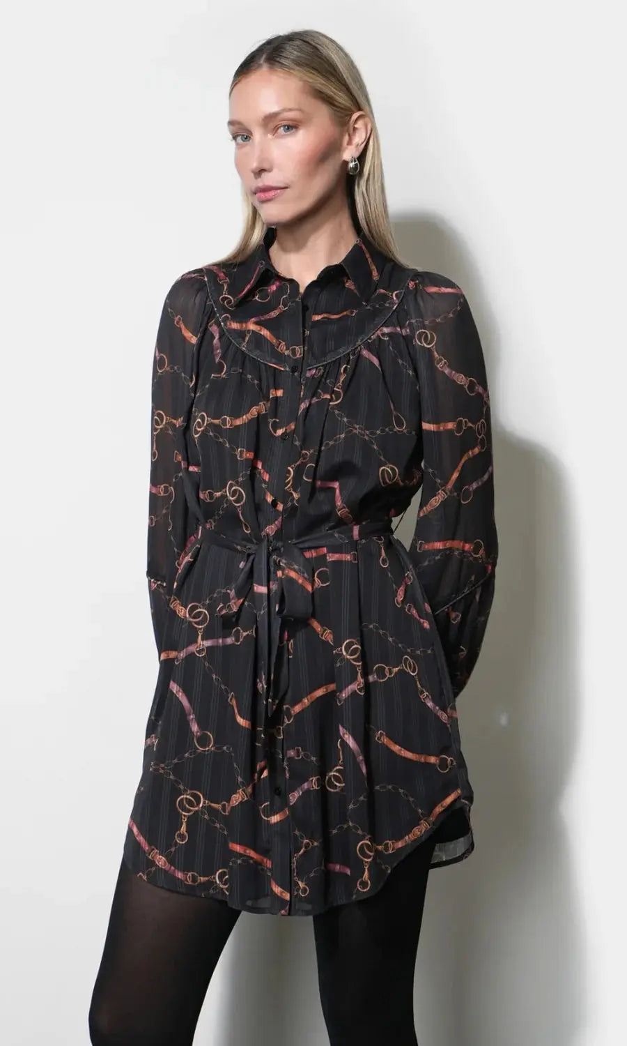 Anabelle Key Print Shirt Dress
