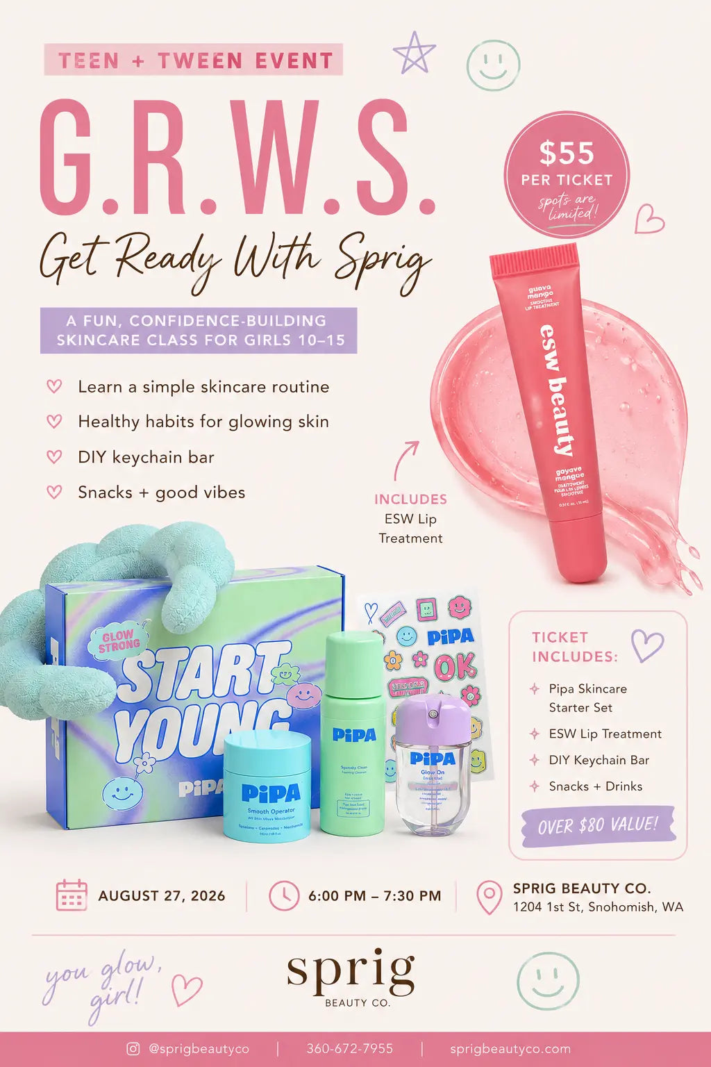 G.R.W.S. | Teen + Tween Back-to-School Skincare Event