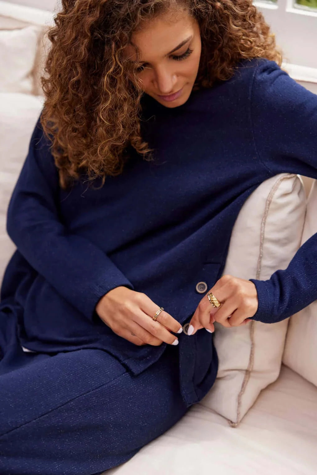 Brushed Boucle Long Sleeve Top