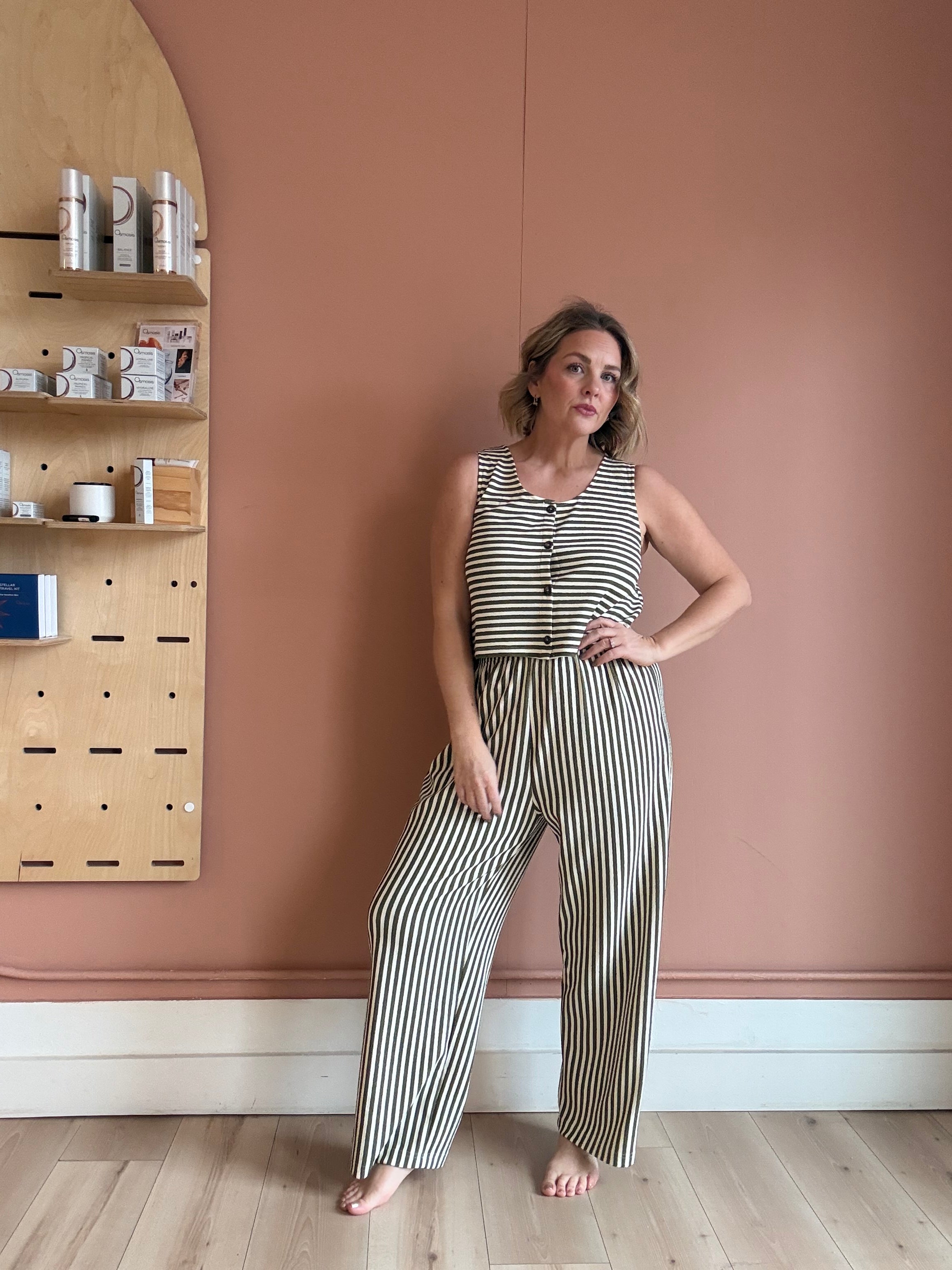 Flynn Pant | Basil Stripe