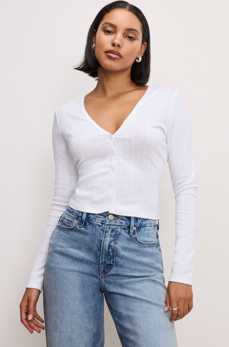 Cotton Pointelle Sweater