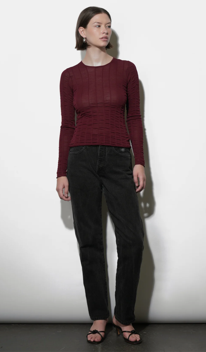 Freya Sheer Textured Mesh Long Sleeve Top - Sprig Beauty Co