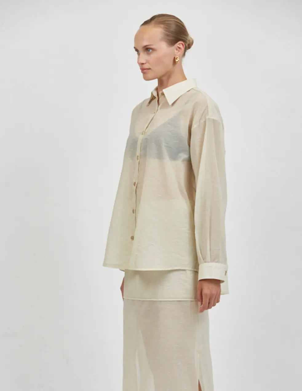 Lena Sheer Button-Up - Sprig Beauty Co