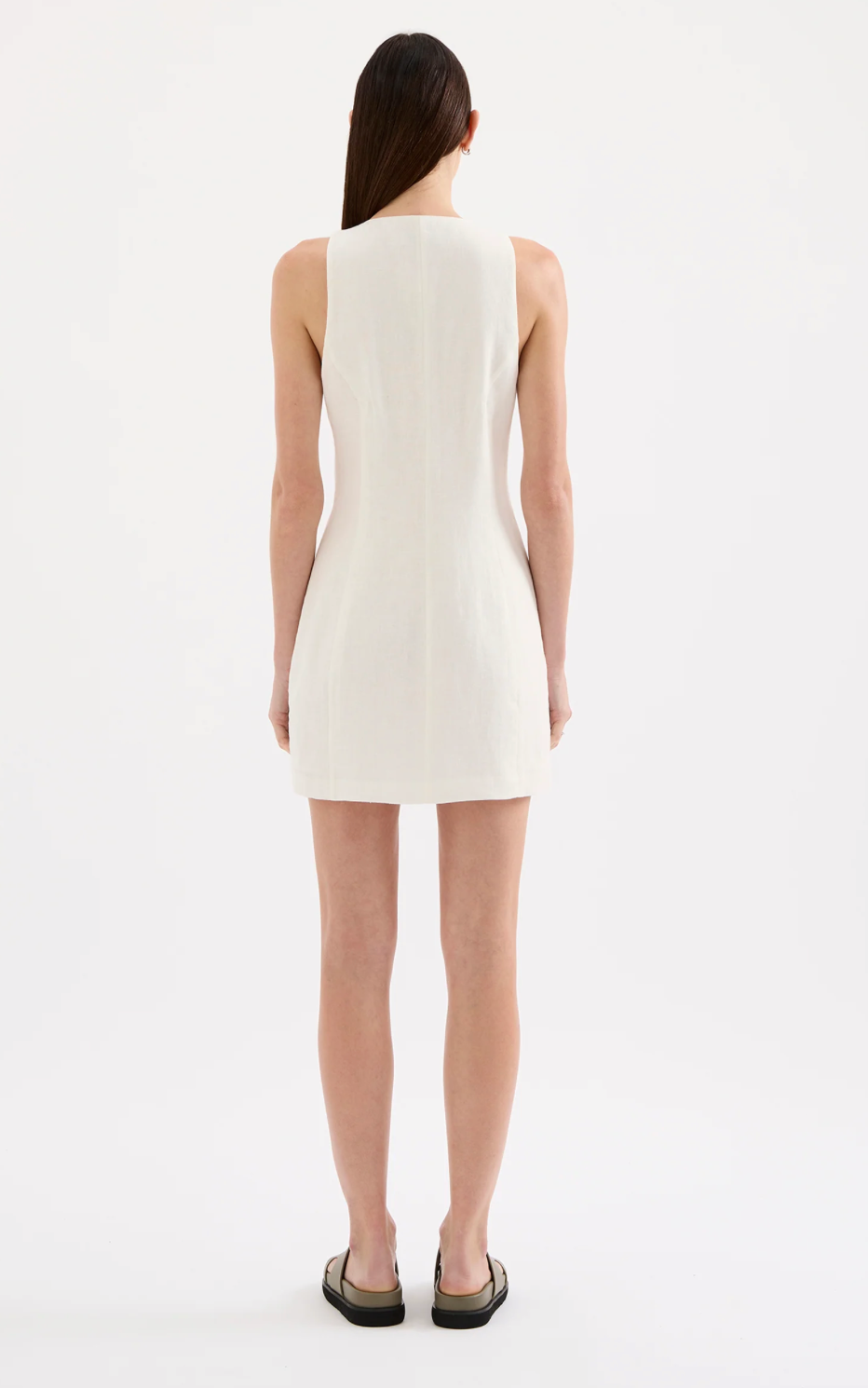 Mazi 100% Linen Mini Dress Nude Lucy