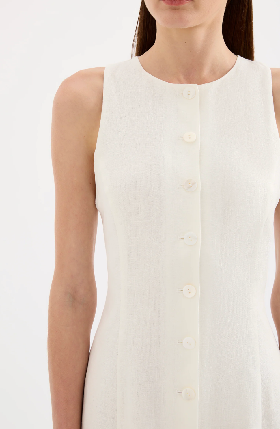 Mazi 100% Linen Mini Dress Nude Lucy
