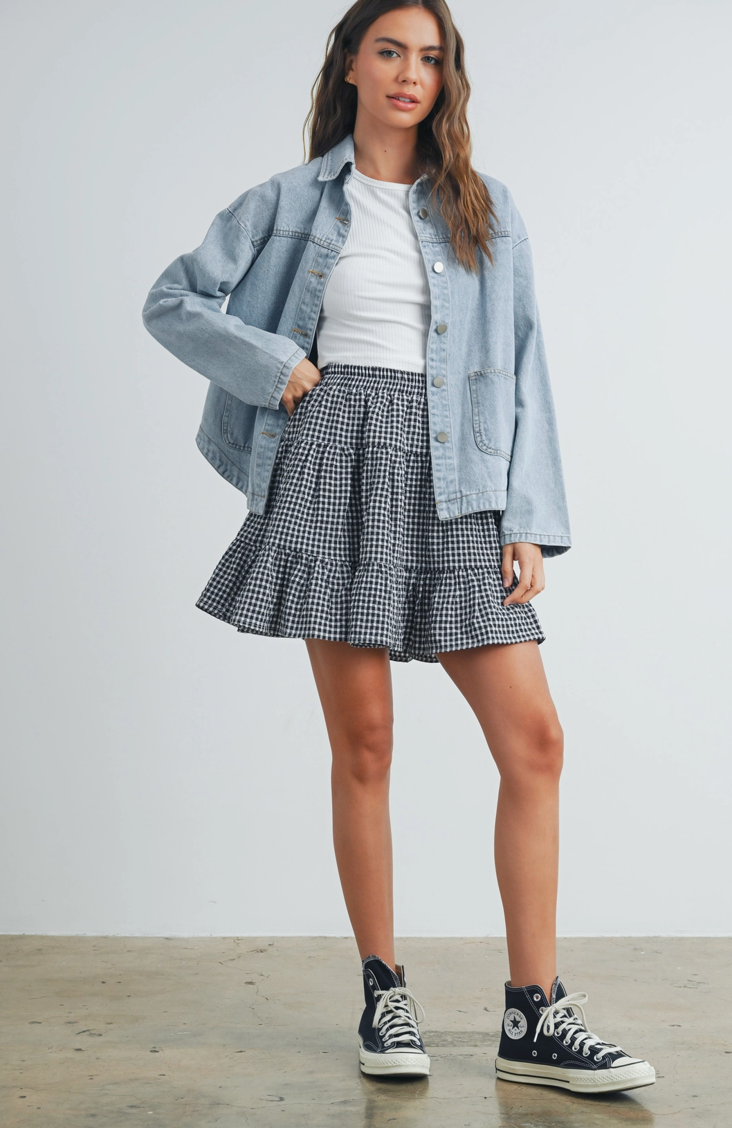 Arlo Check Mini Skirt Buttermelon