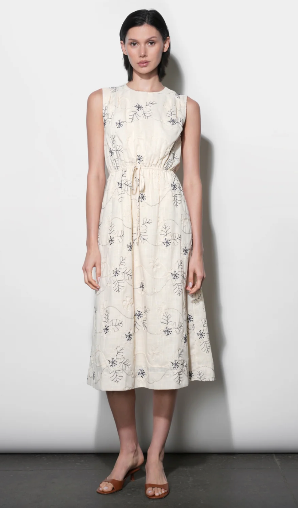 The Camden Embroidered Midi Dress Greylin