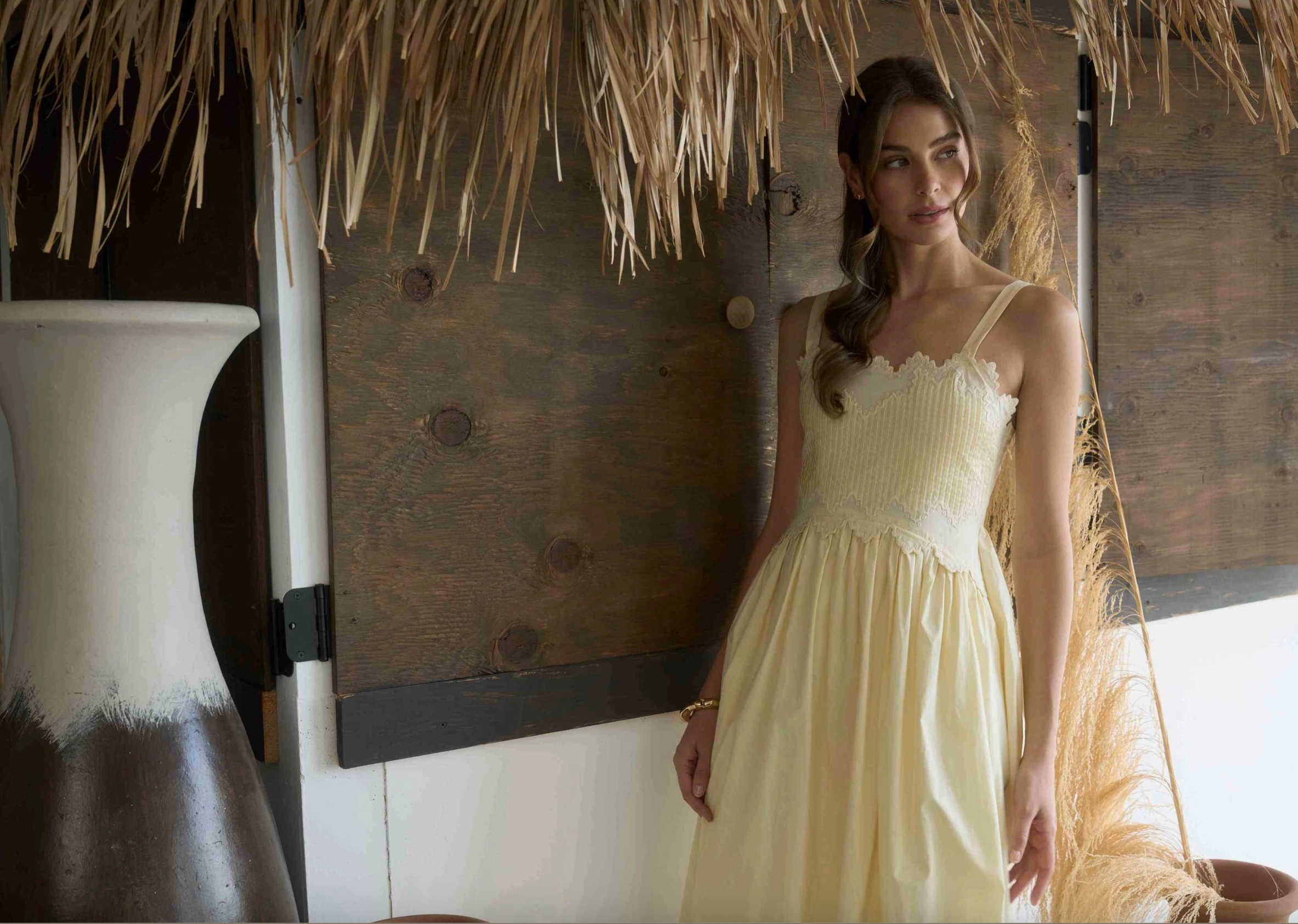 Wren Pintuck Midi Dress Moonriver