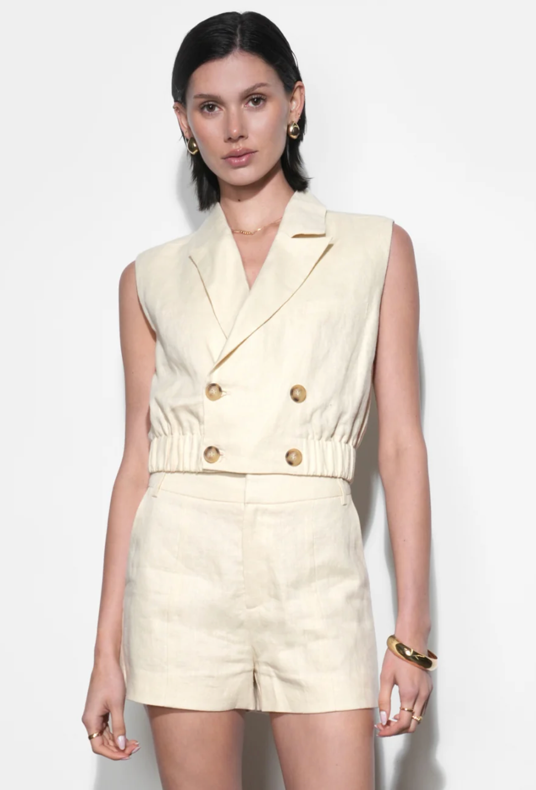 Haisley Linen Sleeveless Vest Greylin