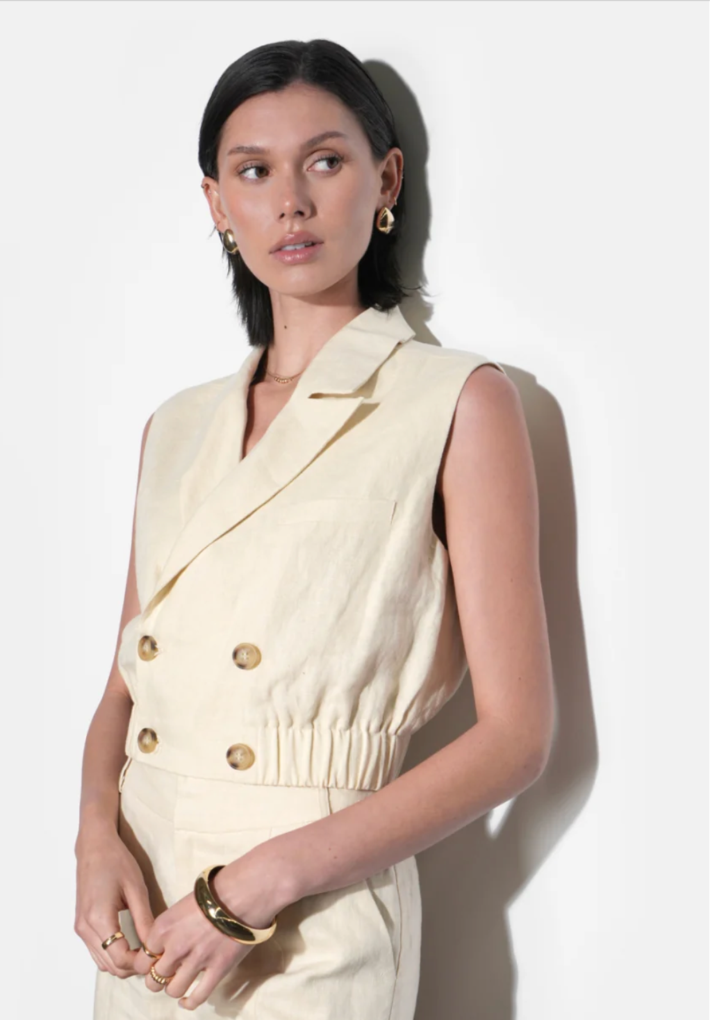 Haisley Linen Sleeveless Vest Greylin