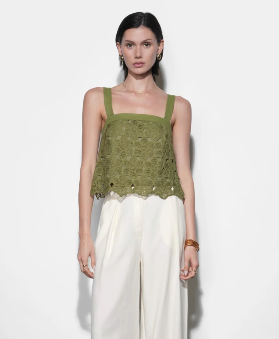 Kandace Crochet Sleeveless Top Greylin