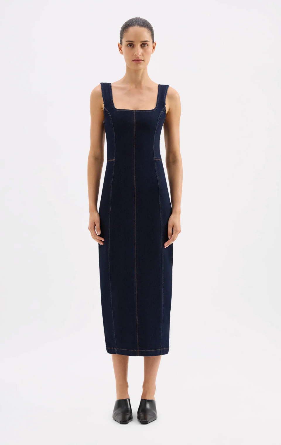 Vita Denim Maxi Dress Nude Lucy