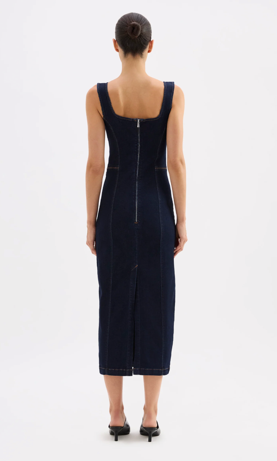 Vita Denim Maxi Dress Nude Lucy