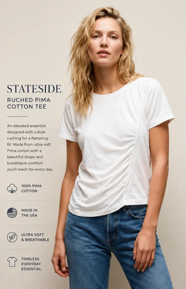 Ava Ruched Pima Cotton Tee