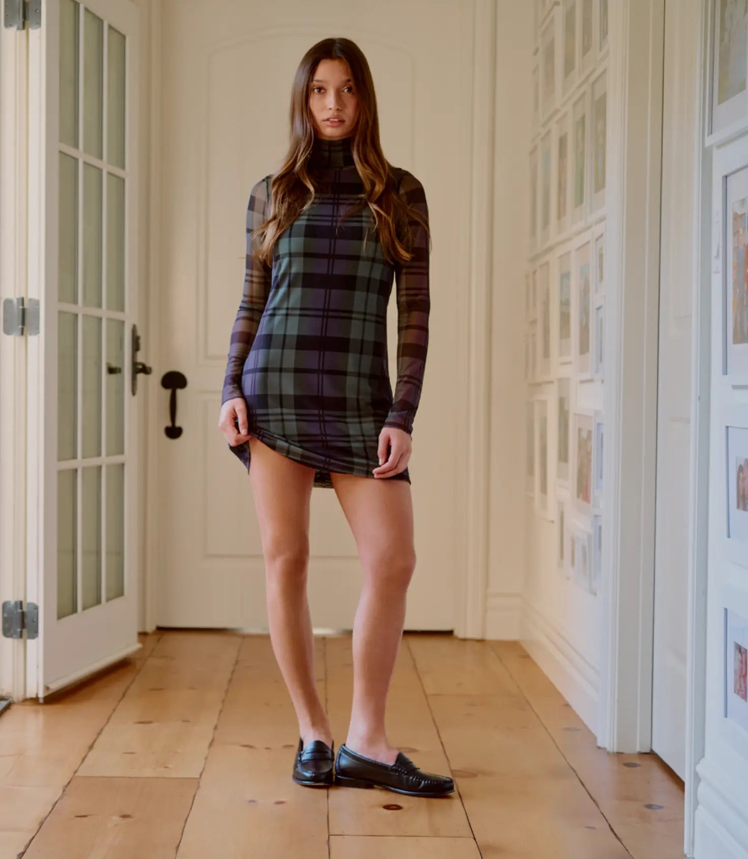 Blair Plaid Mesh Mini Dress