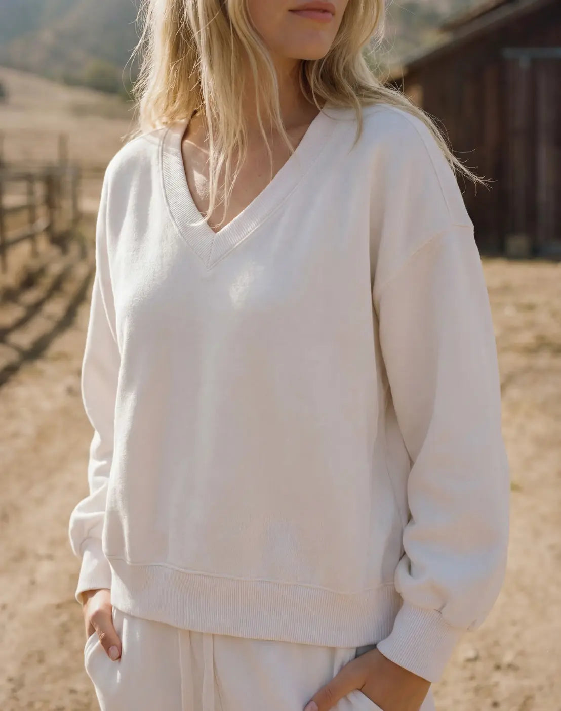 Vale Terry V-Neck Sweatshirt