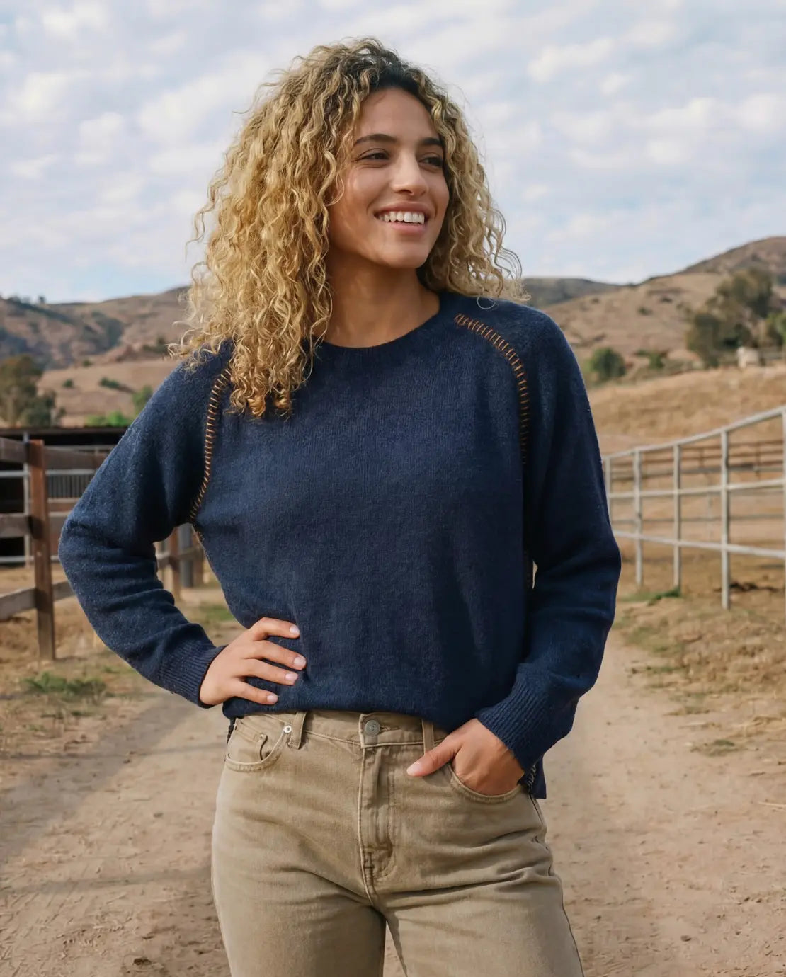 Baseball Stitch Wool Blend Sweater