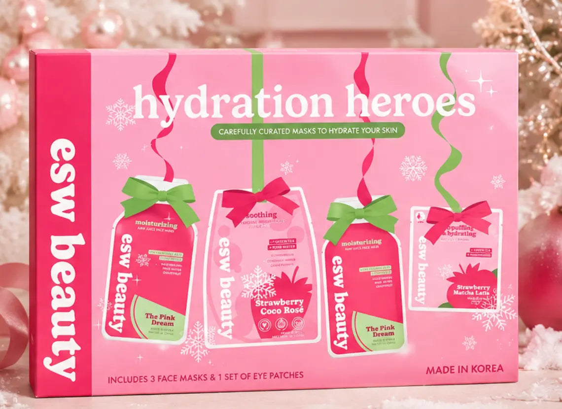 ESW Beauty Hydration Heroes Holiday Skincare Gift Set with hydrating skincare products in festive packaging