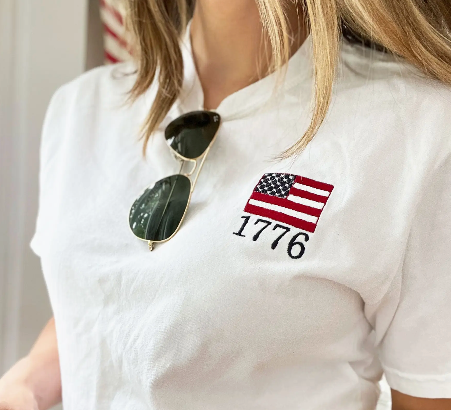 1776 Embroidered Flag Tee Sprig Beauty Co