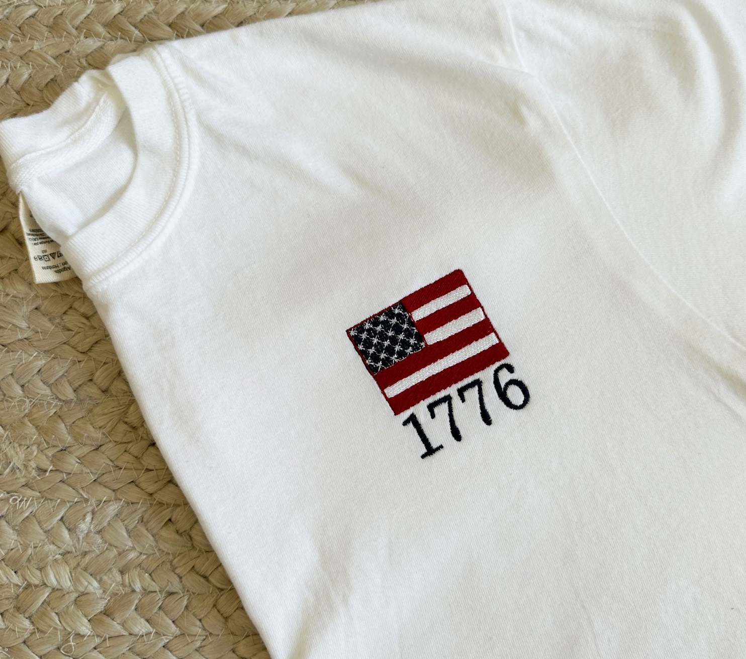 1776 Embroidered Flag Tee Sprig Beauty Co