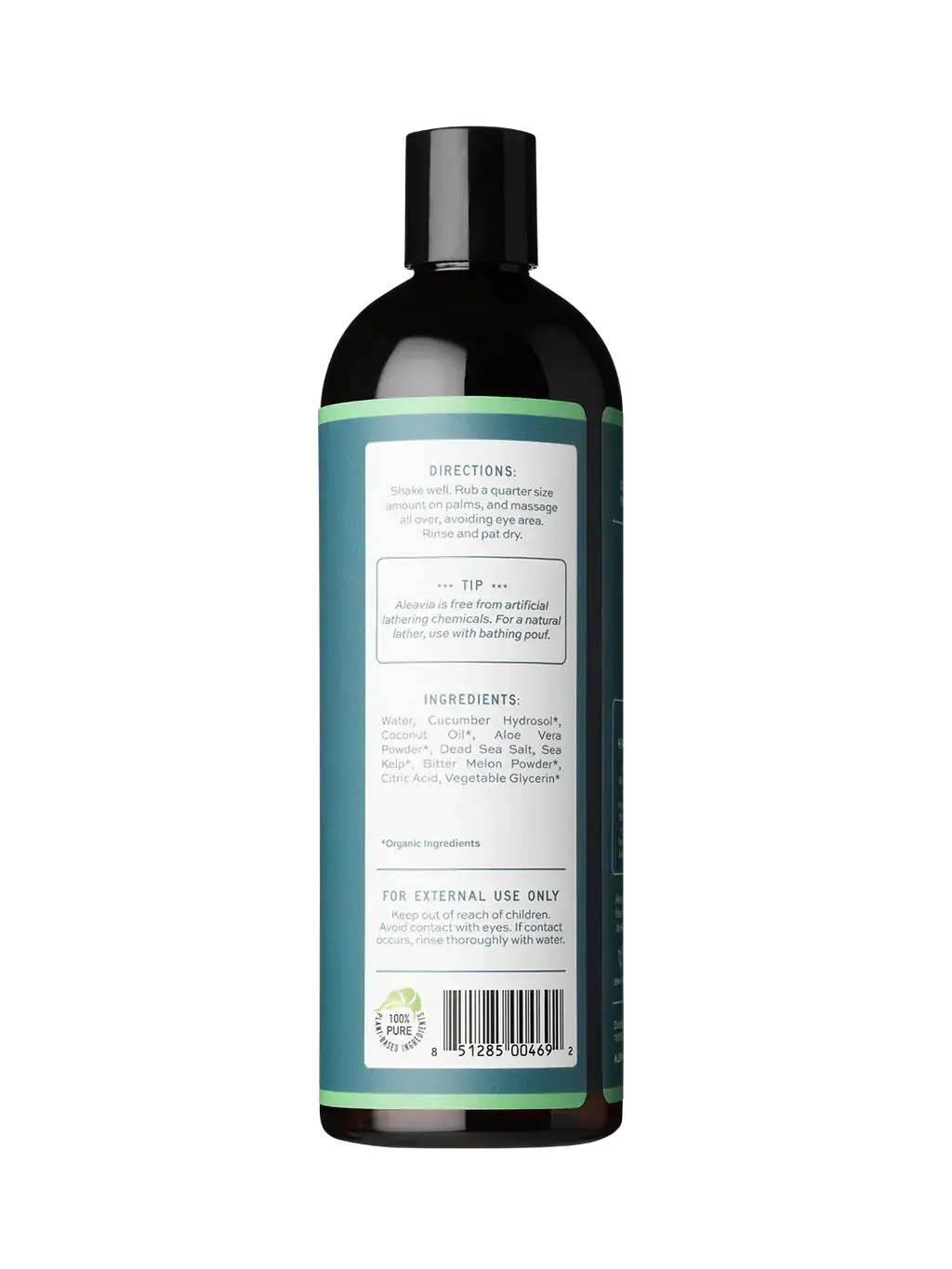 Aleavia Cucumber Melon Body Wash in a 16 fl oz bottle, featuring a refreshing cucumber and melon scent, for cleansing and hydrating skin.