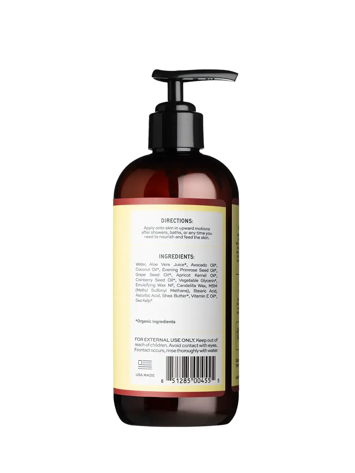 Aleavia Cranberry Pre-biotic Lotion and Moisturizer bottle with label showing natural ingredients and product details.